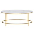 thumbnail image 2 of Henn&Hart Brass and Faux Marble Coffee Table, 2 of 9