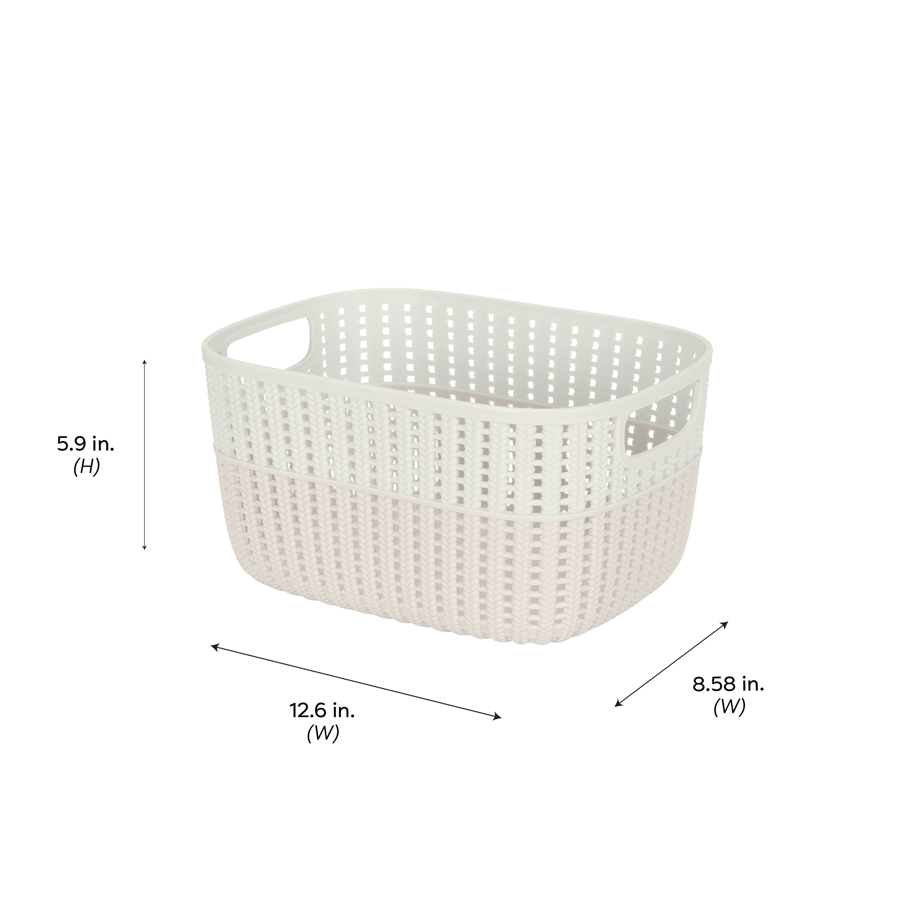 Simplify 4 Pack 2-Tone Decorative Plastic Medium Storage Basket in Ivory