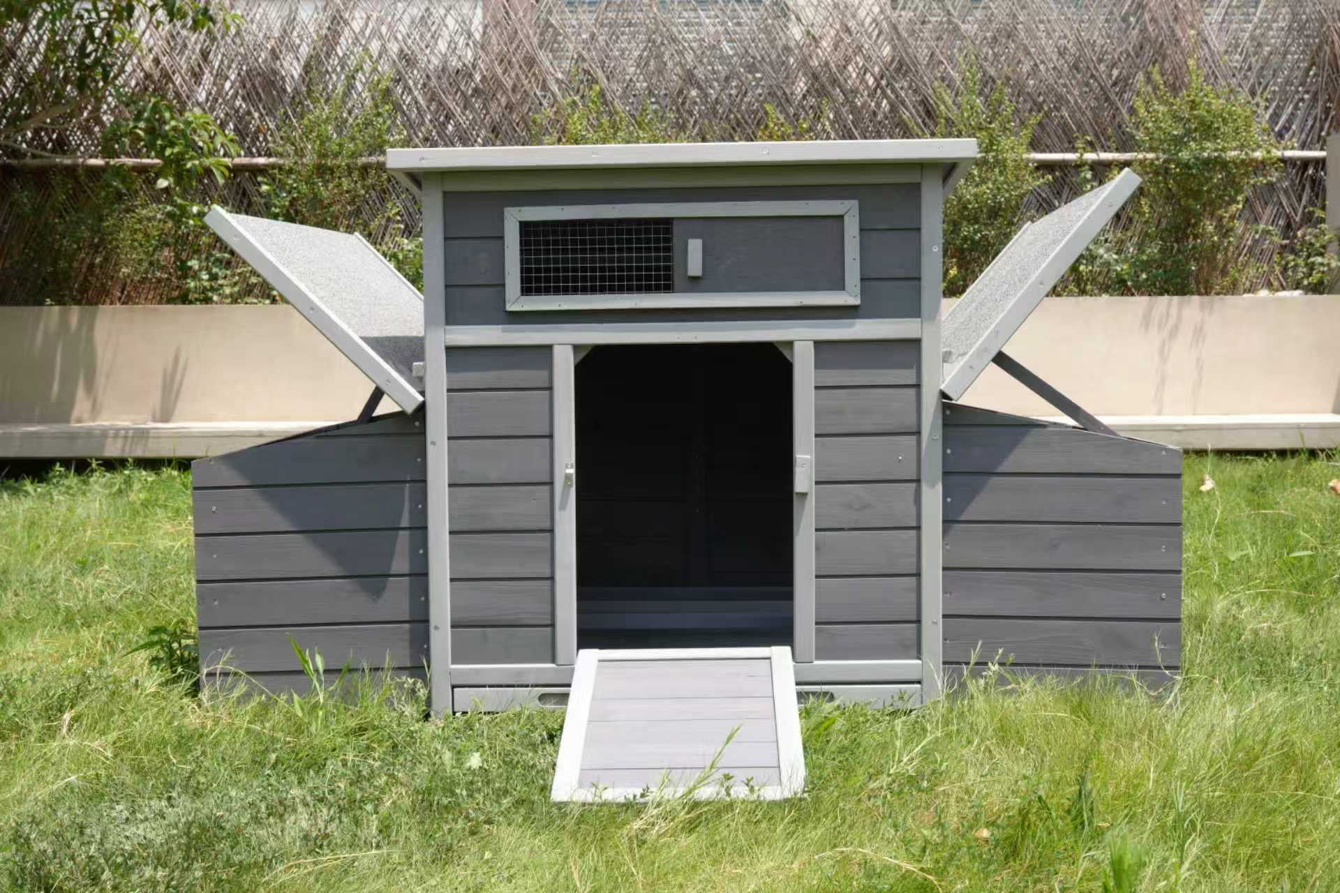 Large Wooden Chicken Coop Outdoor Hen House Poultry Cage for Outdoor with 2 Sides Nesting Boxes