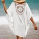 thumbnail image 4 of Traje de baño de gran tamaño para mujer, traje de baño para cubrir la playa, Tops de playa recortados con borla, blanco, 4 of 5