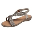 thumbnail image 2 of Sandalias planas bohemias para mujer Playa con diamantes, Sandalias de diamantes con correa de tacón bajo Wmkox8yii shjk921, 2 of 9