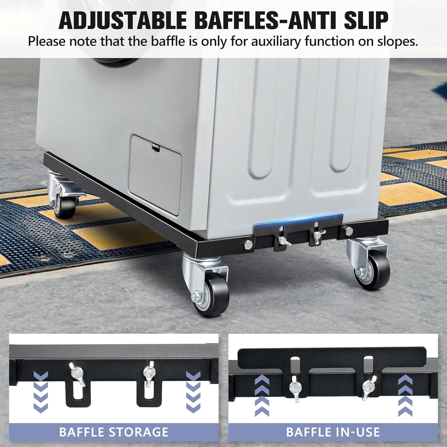 Furniture Dolly 1800LBS, Heavy Duty Dolly with Reinforced Steel Frame, Furniture Dolly 4 Wheels with Brake, All Terrain & Anti-Slip Baffles for Home Moving, Garage, Warehouse, 24 x 16 in