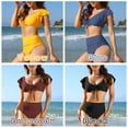 thumbnail image 3 of Traje de baño de dos piezas para mujer Conjunto de bikini de cintura alta con cordón y volantes Labymos  Traje de baño, 3 of 7