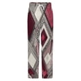 thumbnail image 5 of Abstract Geometric Maroon Pattern Winter Female Pants Flannel High Waist Women Pants Lady Warm Straight Leg Plush Trousers, 5 of 7