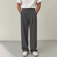 thumbnail image 2 of Men's Old Money Dress Pants Pleated Wide Leg Golf Trousers High Waisted Loose Fit Slacks Button Closure with Pockets for Business Office Fall, Dark Gray, XXXL, 2 of 8