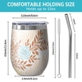 thumbnail image 5 of Floral 12oz Stainless Steel Insulated Wine Tumbler with Lid and Straw – Double Wall Vacuum Mug for Hot & Cold Drinks, 304 Steel Interior, Sweat-Free Design,Thanksgiving,Christmas, Spring,Flower, 5 of 5