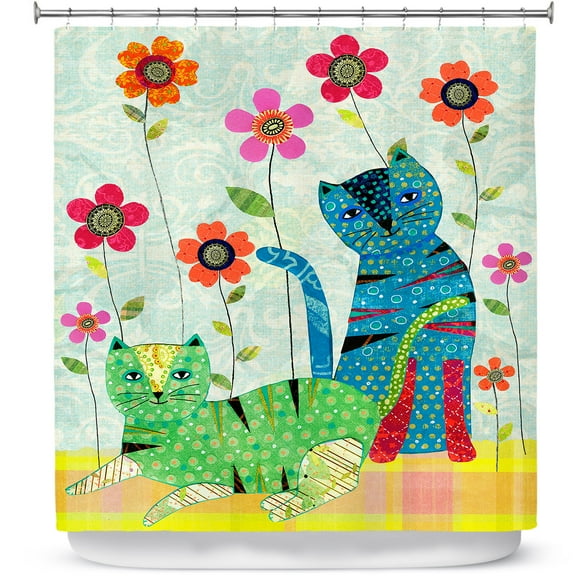 Shower Curtains 70" x 93" from DiaNoche Designs by Sascalia - Retro Cats