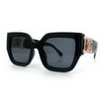thumbnail image 4 of Womens Diva Oversized Thick Temple Jewel Hinge Fashion Plastic Sunglasses All Black, 4 of 8