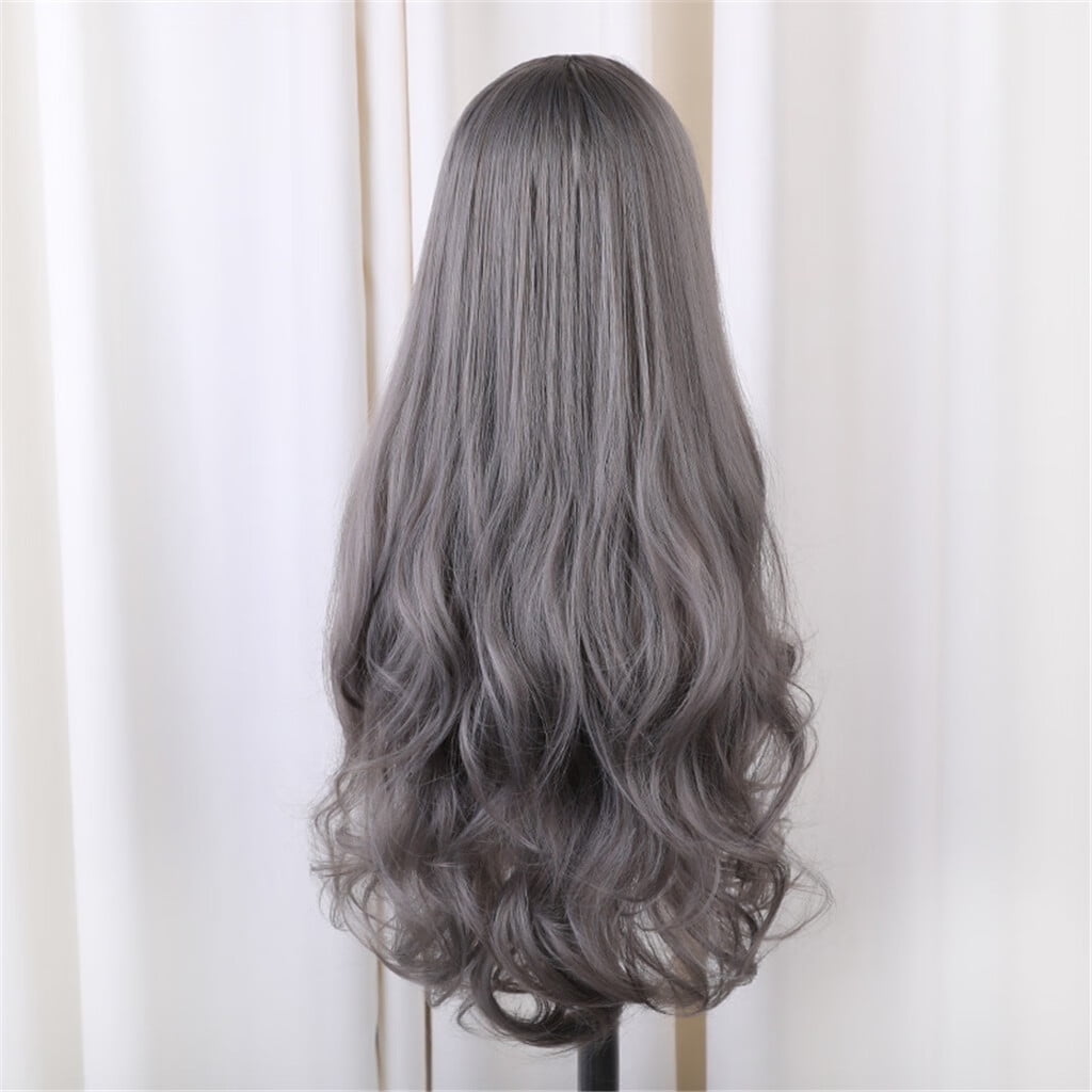 UTOURS Human Hair Wigs For Women Black Color Natural Lace Hair High Temperature Silk Thin Bangs Long Curly Rose Net Wig