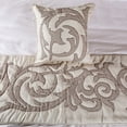 thumbnail image 2 of Decorative Ivory & Beige CA King 86 x 18 inch Bed Runner with pillow cover, Linen Lurex Applique Bed Scarf, Abstract Modern - Pretty Dainty, 2 of 5