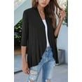 thumbnail image 5 of Women'S Open Front Cardigan 3/4 Sleeve Draped Soft Knit Sweaters Black M, 5 of 7