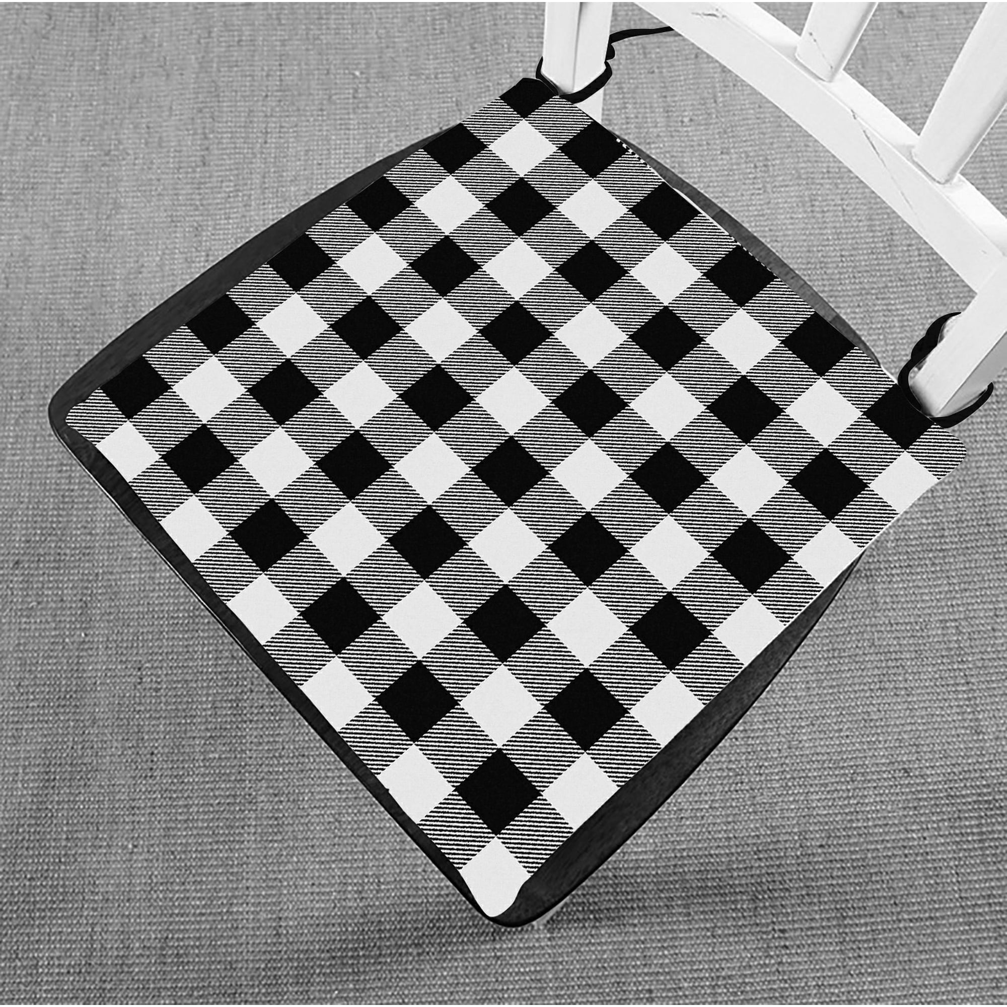 Abphqto White Buffalo Plaid Chair Pad Seat Cushion Chair Cushion Floor Cushion 40x40 Cm