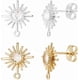 thumbnail image 1 of 12 pendientes de circonita cúbica de 2 colores, chapados en oro de 18 quilates y plata de ley 925, con forma de sol celestial, con aro y 12 tuercas., 1 of 9