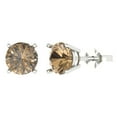 thumbnail image 2 of 3 Ct Round Cut Studs Champagne Crystal 14K White Solid Gold Everyday Dainty Earrings Push Back, 2 of 7