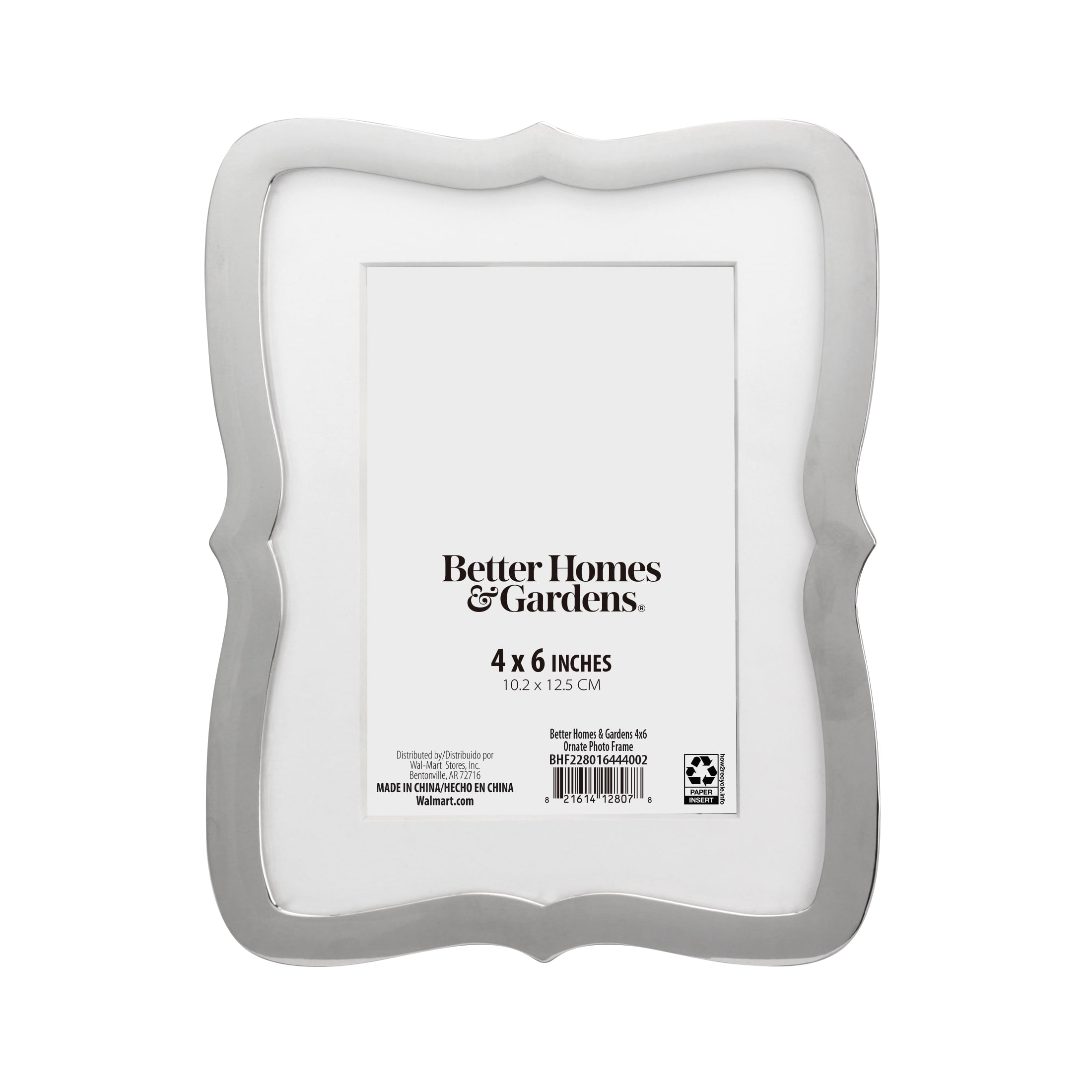 (2 pack) Better Homes & Gardens – 4x6 Picture Frame – Silver Ornate Tabletop Photo Frame