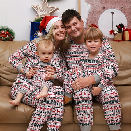 

Christmas Family Matching Pajamas Adults Kids Family Matching Outfits Top+Pants 2PCS Xmas Sleepwear