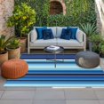 thumbnail image 2 of Mexican Style Outdoor Rug for Patio/Deck/Porch, Non-Slip Large Area Rug 6 x 9 Ft, Colorful Mexico Stripes Ombre Blue Indoor Outdoor Rugs Washable Area Rugs, Reversible Camping Rug Carpet Runner, 2 of 8