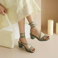 thumbnail image 2 of SACFOF Strappy Heels for Women Low Chunky Block Heel Dress Shoes Square Open Toe Ankle Strap Heeled Sandals, 2 of 3