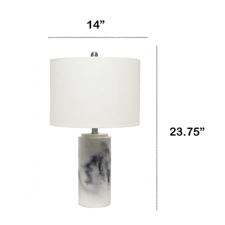 Lalia Home - Marbleized Table Lamp with White Fabric Shade - White