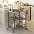 thumbnail image 4 of Dycanpo Foldable Outdoor Grill Cart, Movable 3 Tiers Grill Table,Stainless Steel, 33.8'',Gray, 4 of 12