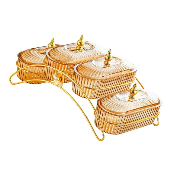WeiLaiKeQi Dried Fruit Dish with Lid Decor Nuts Platter for Dried Fruits Appetizer Nuts Yellow