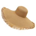 thumbnail image 2 of Sombrero de paja para mujer, de ala grande, deshilachado, trenzado, para playa, con cordón, para verano, para exteriores, 2 of 8