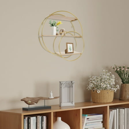 Wall Mounted Circular Storage Rack 10 x 33cm Shelf, 3-Tier Storage Display Rack