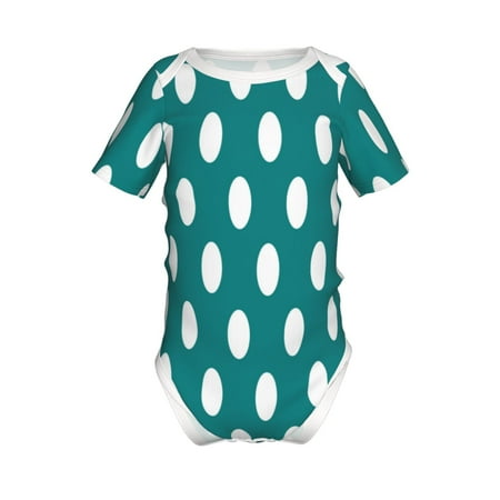 

Junzan Teal And White Polka Dot Print Short-Sleeve Baby Climbing Clothes Bodysuits for Infant One-Piece for Baby Boys & Girls Baby Clothes Baby Romper with Snap Closure-2 Years