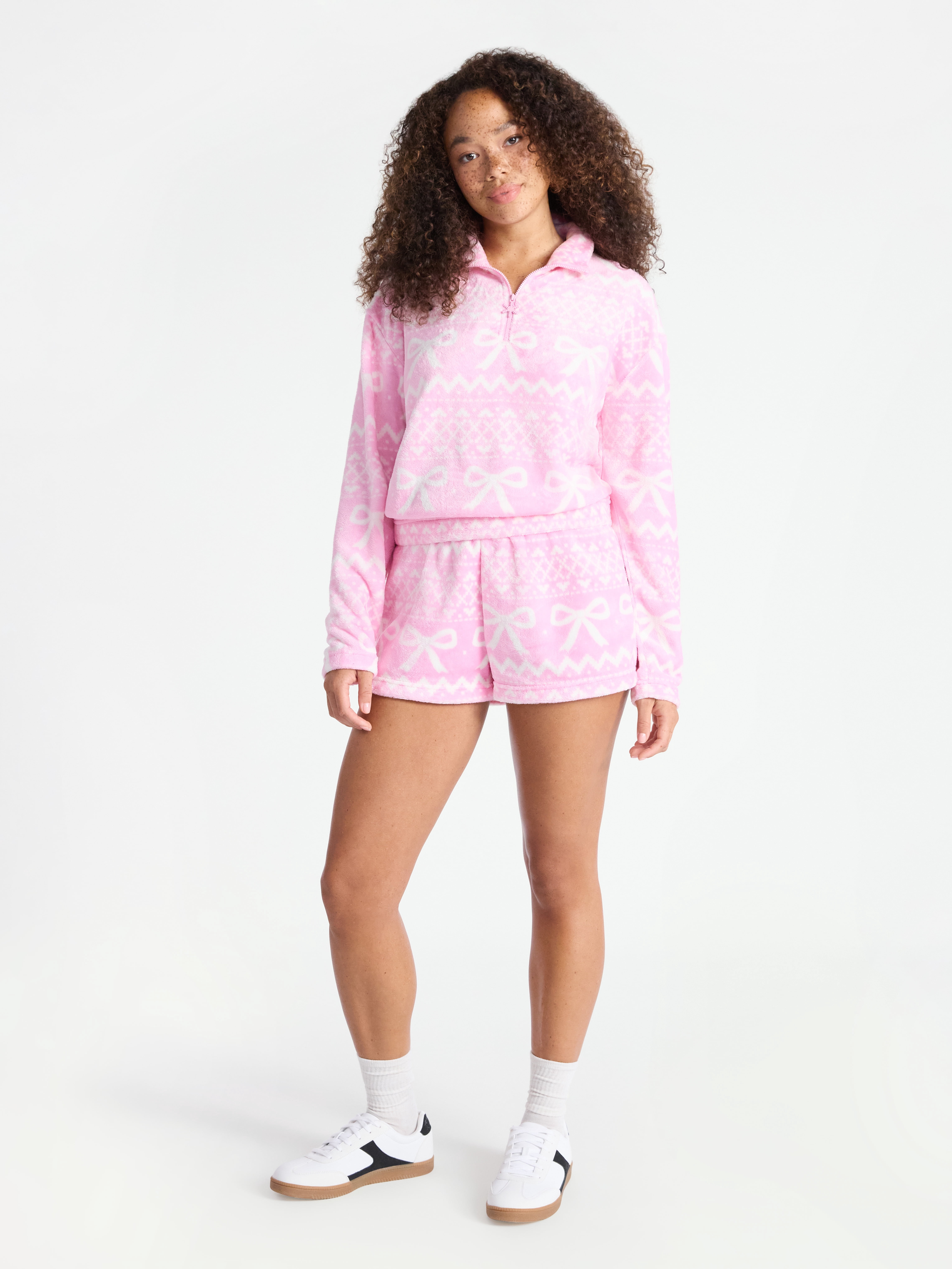 No Boundaries Pull-On Printed Plush Shorts, 2'' Inseam, Women's