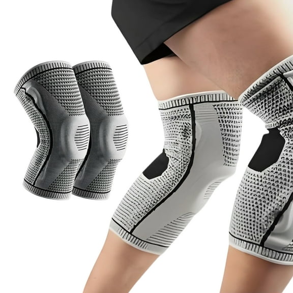 BESTSKY 2Pcs Knee Pads for Men,Silicone Pads Knee Brace,Pressurized Anti-Slip Knee Sleeves,S