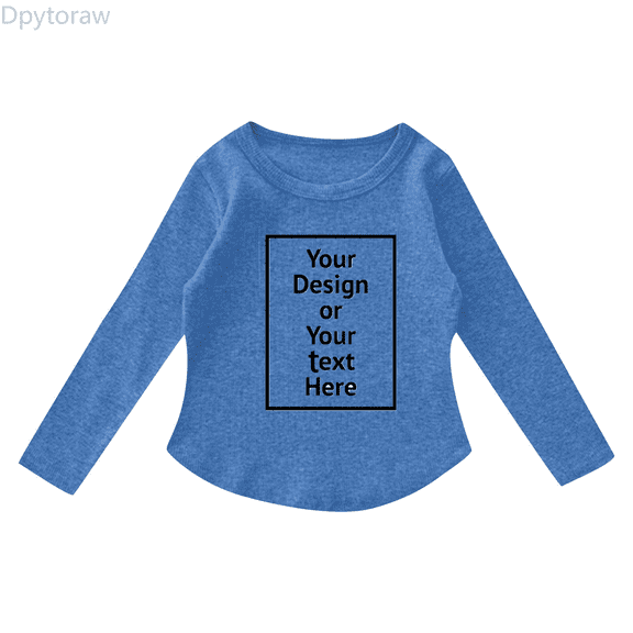 Dpytoraw Girls Long Sleeve Shirts Kids Arc Hem Side Slit Soft Tunic Tops T Shirts Girls Tee Size Blue 5-6 Years