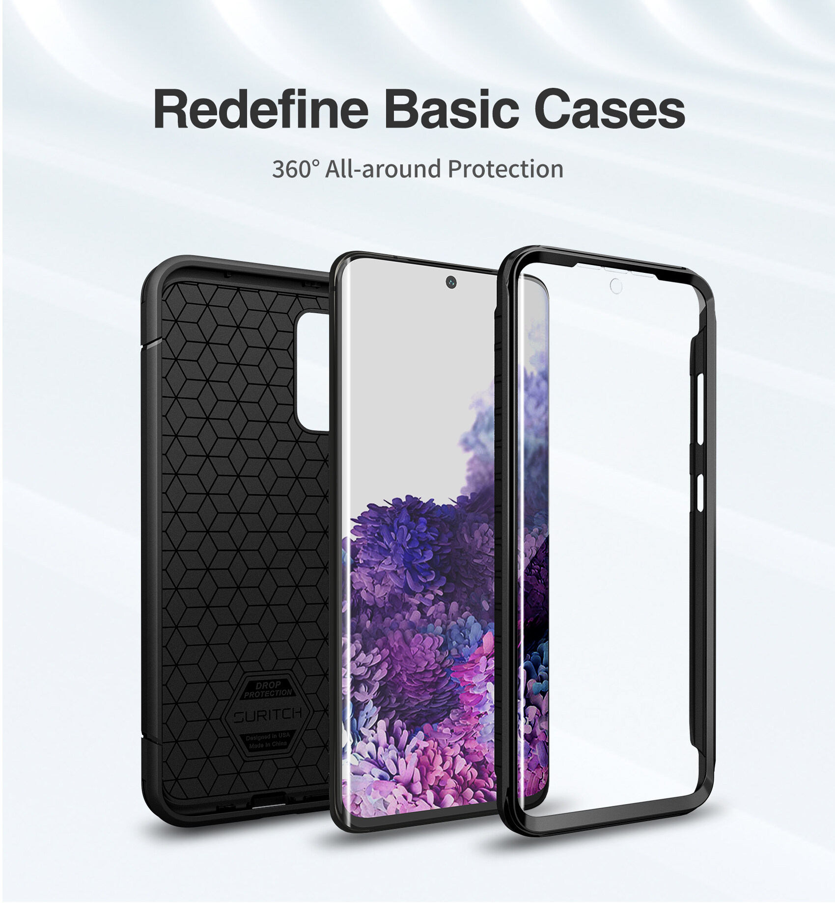Suritch for Samsung Galaxy S20 Case 6.2 inch Rugged Shockproof Phone Cover with Builtin Screen Protector