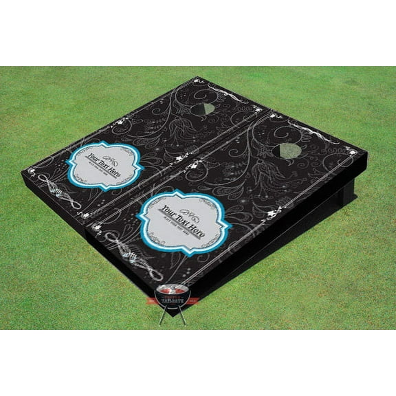 Dark Doodle Wedding Themed Cornhole Boards