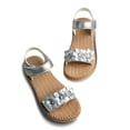 thumbnail image 4 of XinghaiYIDE Girls Metallic Flower Espadrille Sandals,Toddler/Little Kid Open-Toe Summer Shoes,Adjustable Ankle Strap Casual Beach Sandals,Non- Flat Espadrilles for Outdoor Play, 4 of 7