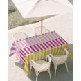 thumbnail image 2 of Outdoor Tablecloth with Umbrella Hole, Colorful Stripe Waterproof Outdoor Table Cover, Modern Pink Purple Yellow Vertical Striped Patio Tablecloths for Party Picnic Camping, Rectangle 52"x70", 2 of 9