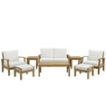 thumbnail image 1 of Modern Contemporary Outdoor Patio Eight Pcs Sofa Set Natural White Rattan Wicker, 1 of 7