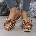 thumbnail image 2 of Virmaxy Womens Platform Sandals Women's Summer One-line Platform Bow Platform Muffin Leopard Print Sandals Brown 37, 2 of 8