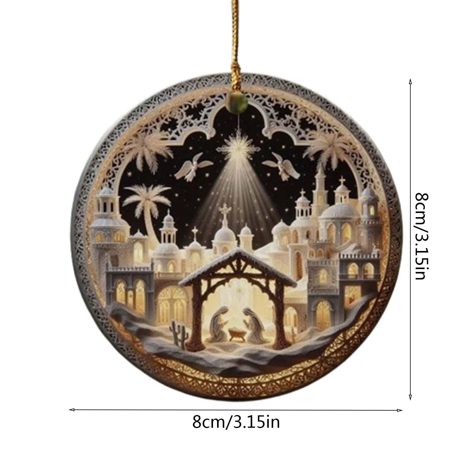 Lot De 6 Ornements De La Nativité En Acrylique 7.5x7.5cm - Décoration Sapin De Noël Chrétienne, Avec Ficelle, Pour Voiture Ou Intérieur