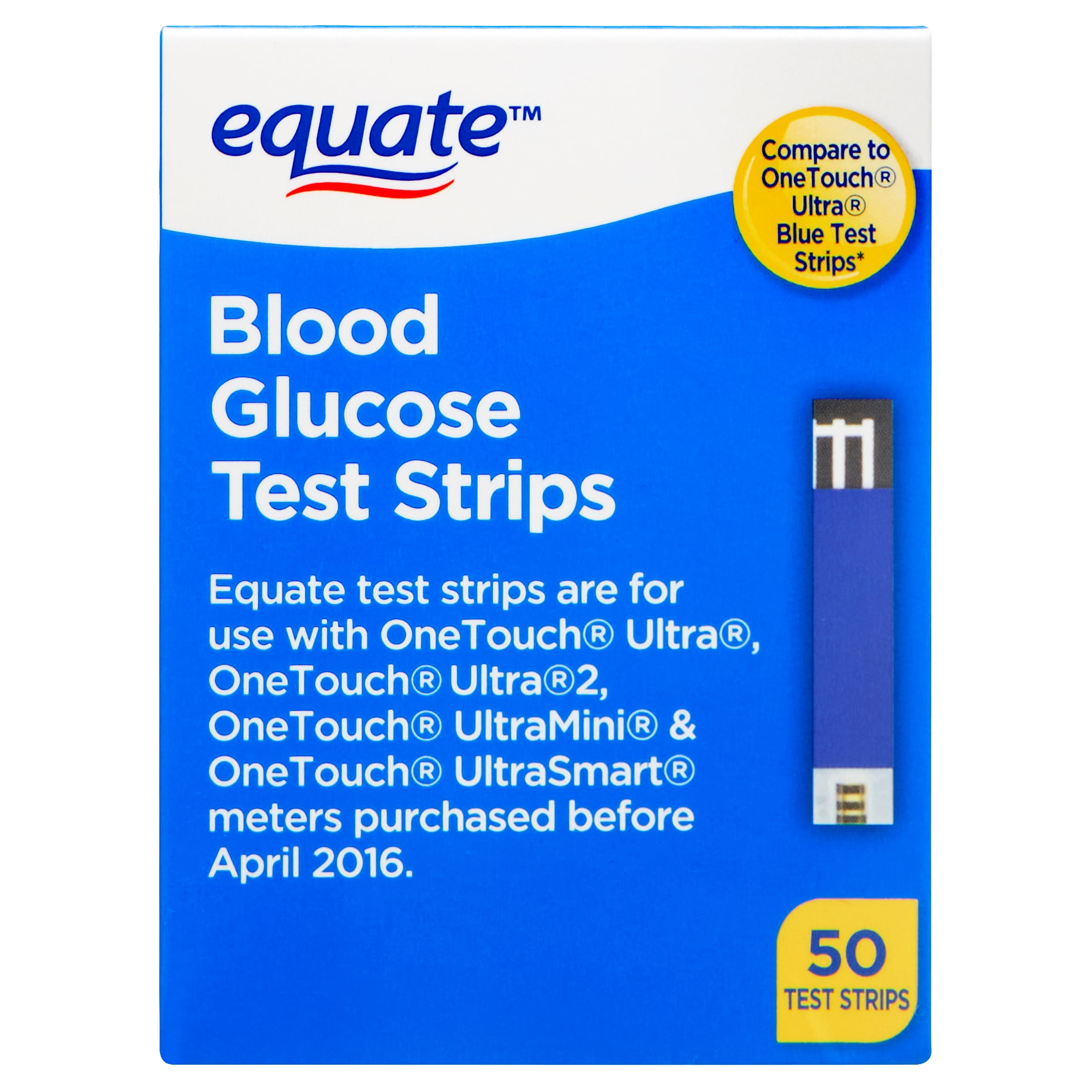 Equate Blood Glucose Test Strips, 50 Count