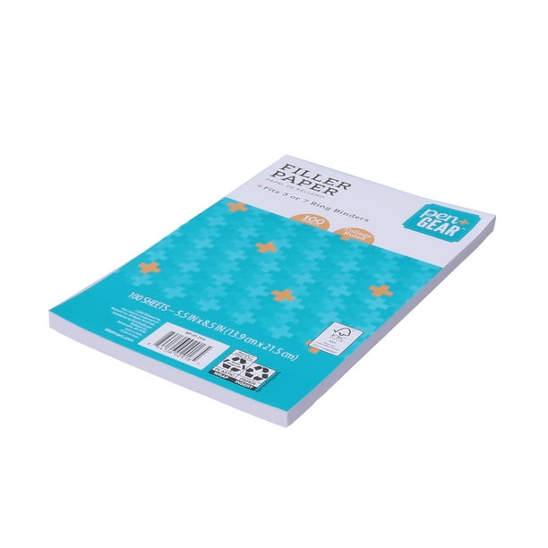 Pen+Gear Ruled Mini Filler Paper, 100 Sheets, Fits 3 or 7Ring Binders