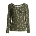 thumbnail image 6 of No Boundaries Juniors' Long Sleeve Floral Top with Face Mask, 6 of 6