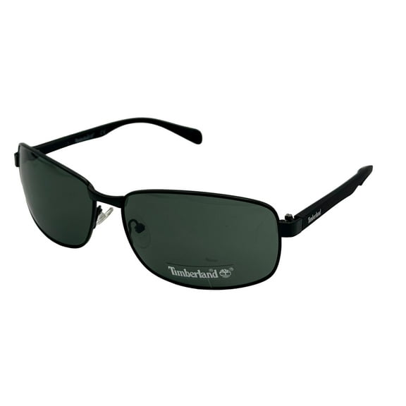 Timberland Men's Black Rectangle Metal Sunglasses, Green Lens TB7194. 2N