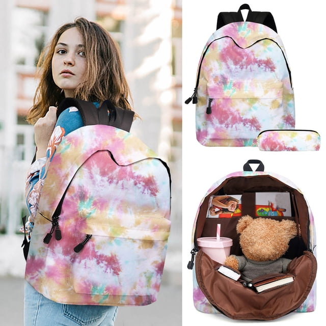 Mochila escolar teñida con corbata, mochila preescolar, bolsa de viaje de alta capacidad con bolsa de lápices para niños y niñas, ligera Wmkox8yii jkg5190