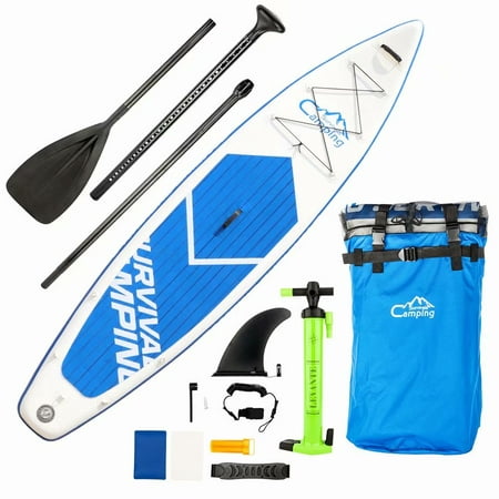 Akoyovwerve 12' Adult Inflatable Sup Stand Up Paddle Board with Three Pulp, Two-way Pump, Repair Kit and Carry Bag for Adult