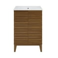 thumbnail image 3 of Cascade 24 in. Brown Oak Bathroom Vanity With White, 3-Hole Ceramic Sink Top, 3 of 8