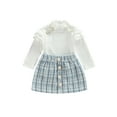 thumbnail image 1 of hirigin 2PCS Toddler Girls Fall Outfits, Ruffle Long Sleeve Ribbed Knit Tops + Button Skirt Set, 1 of 8