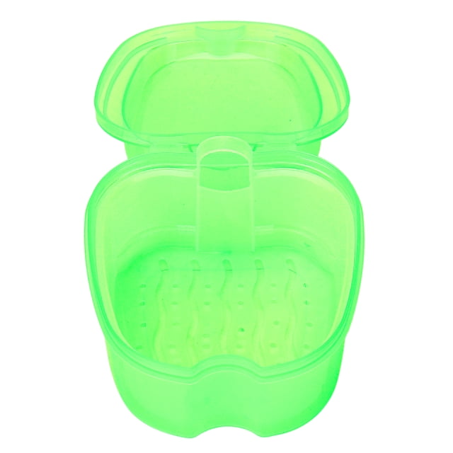 Denture Bath Case Box, Denture Bath Box, Soak Container Colored False Teeth Storage Box with Strainer Basket