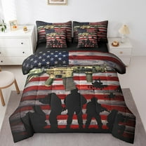 Erosebridal Vintage US Flag Bedding Sets Twin Size, Army Military Comforter Sets with Sheets, Teens Adult, Reversible 7 Pieces