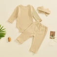 thumbnail image 5 of YDFCWXW Baby Girl Clothes Spring Solid Color Long Sleeve Ribbed Bodysuit Romper Pants Set (Yellow, 12-18 Months), 5 of 6