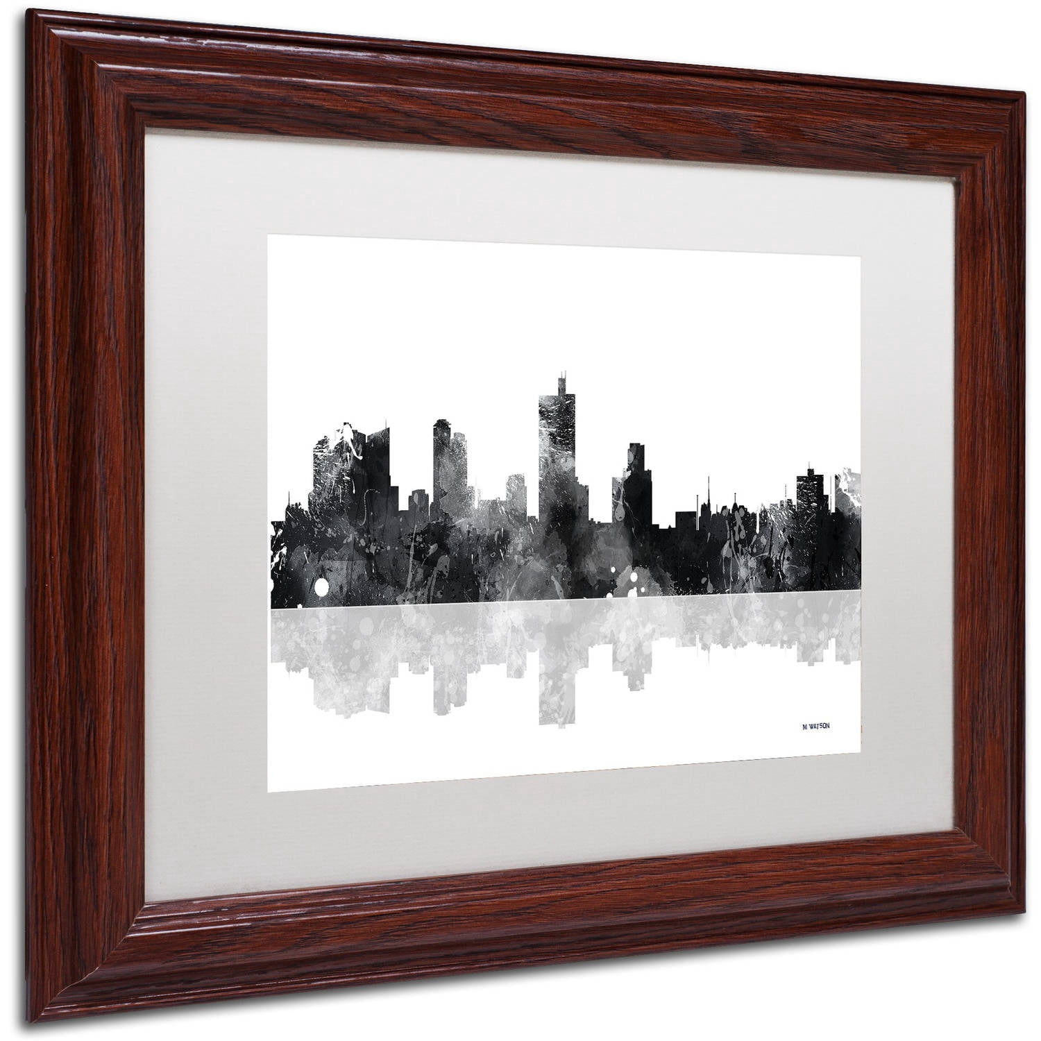 Trademark Fine Art "Fort Worth Texas Skyline BG-1" Canvas Art by Marlene Watson, White Matte, Wood Frame
